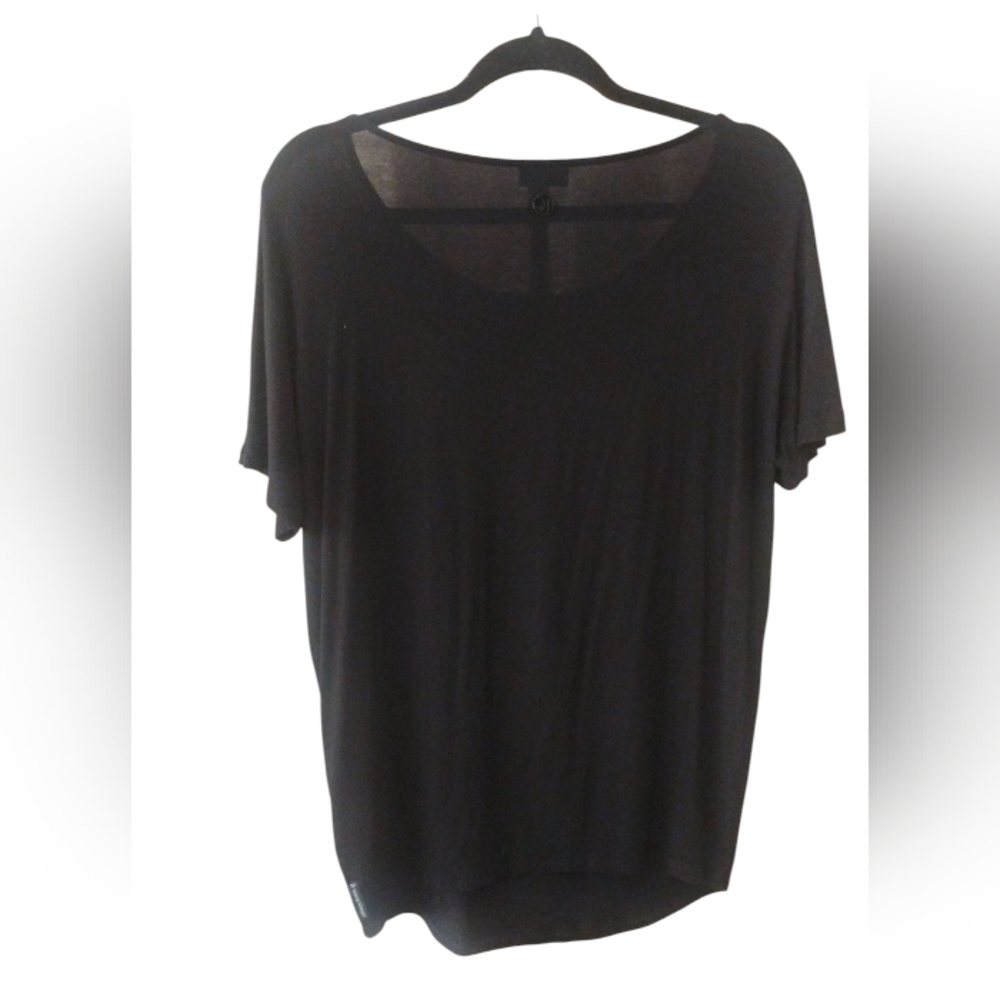 Armani Jeans Rhinestone Gems Short Sleeve Black Top Size 40, SZ S - Picture 2 of 7